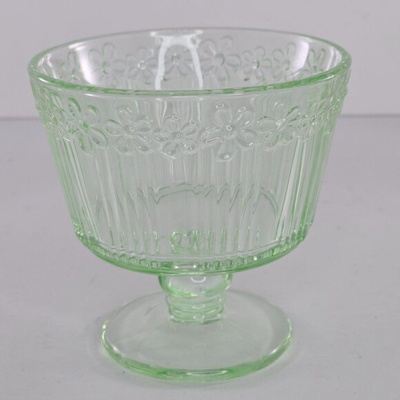 Daisy Flower Glass Dessert Pedestal Cups Set of 4 Blue Green PInk - Picture 7 of 12